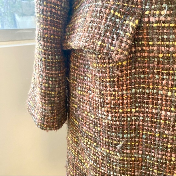 Kimchi & Blue Wool Blend Tweed Coat in Multicolor Brown Plaid, Size M - Picture 3 of 14